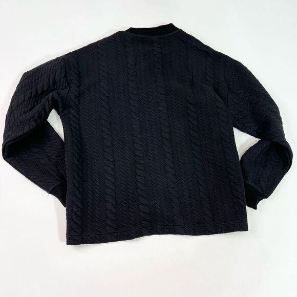Native Youth Sweater Womens Large Black Stretch Cable Knit Buttoned Shoulder - Picture 10 of 11
